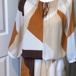 New York & Company Nude ColorBlock Dress